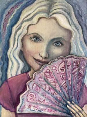 Morská panna (originál obraz, vlastný námet, akryl na bavlnenom plátne natiahnutom na lepenke)